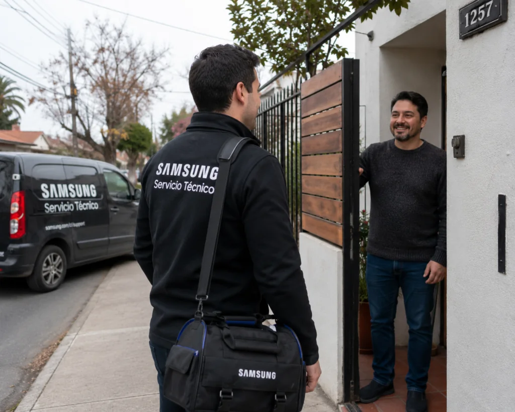 Técnico Samsung visitando un domicilio en Ecuador